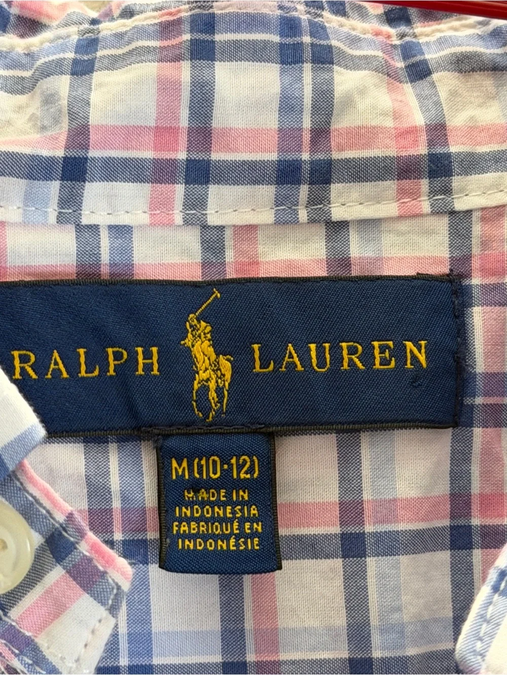 Ralph Lauren White, Blue & Pink Plaid Button-Down Shirt